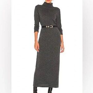 NILI LOTAN Cassandra Charcoal Gray 100% Cashmere Turtle Neck Maxi Dress Size M